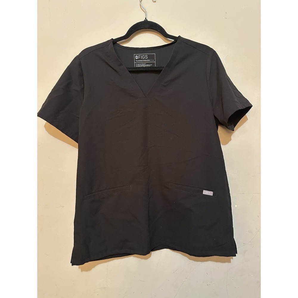 Figs Black Short Sleeves Casma Scrub Top Size Large